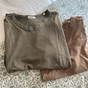 Set of 2 buck mason hemp cotton T-Shirt Set - Olive and Brown
